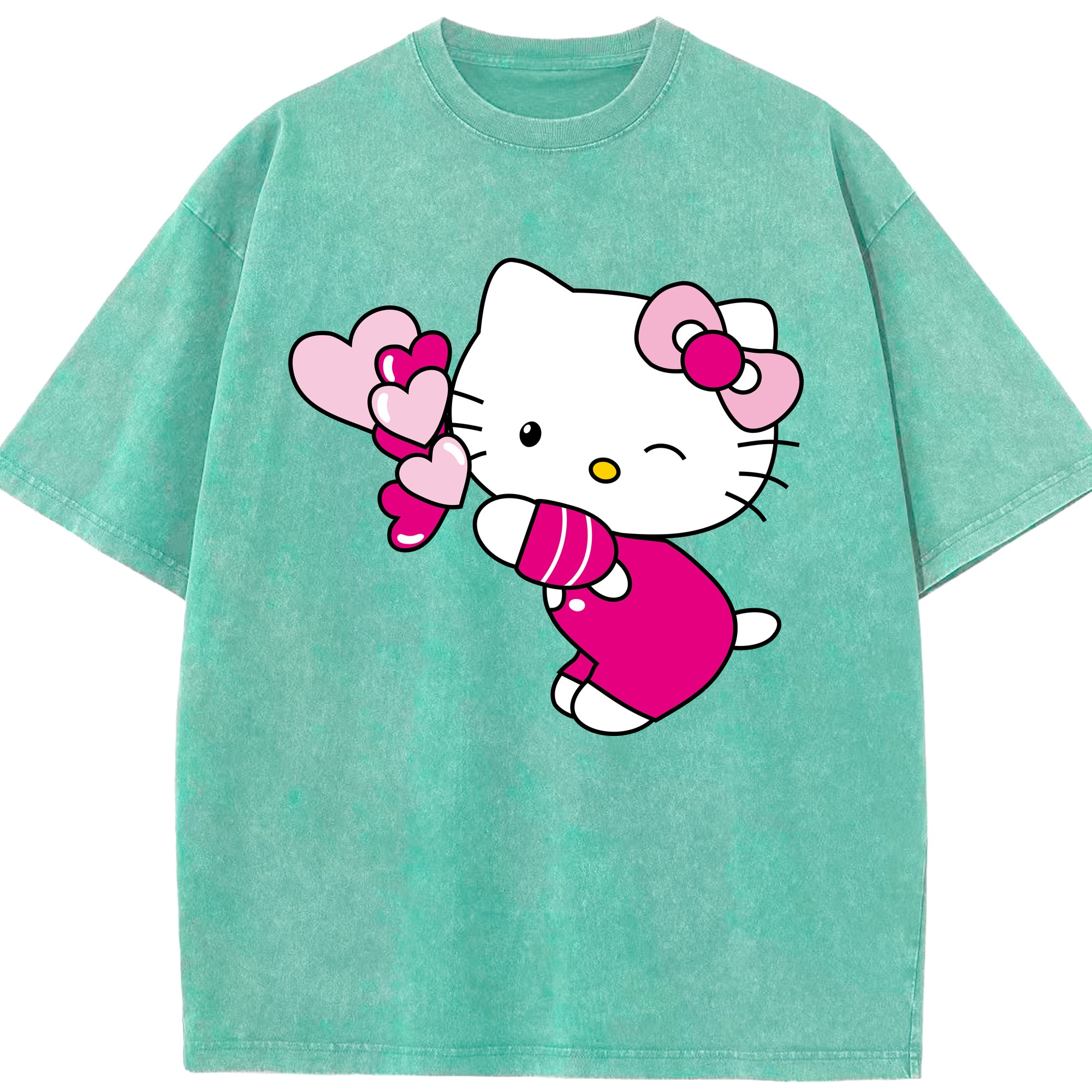 （画像用） Hello Kitty ハローキティ 綿100% ヴィンテージ風 半袖Tシャツ（フロントプリント）